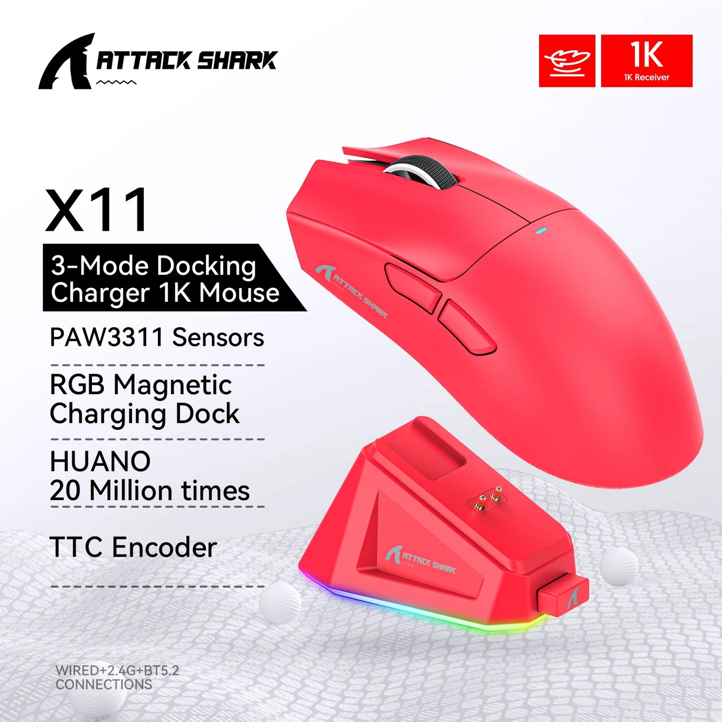 Mouse Gamer Attack Shark R1 & X11 - Sem Fio, 18K DPI e Ultra Leve