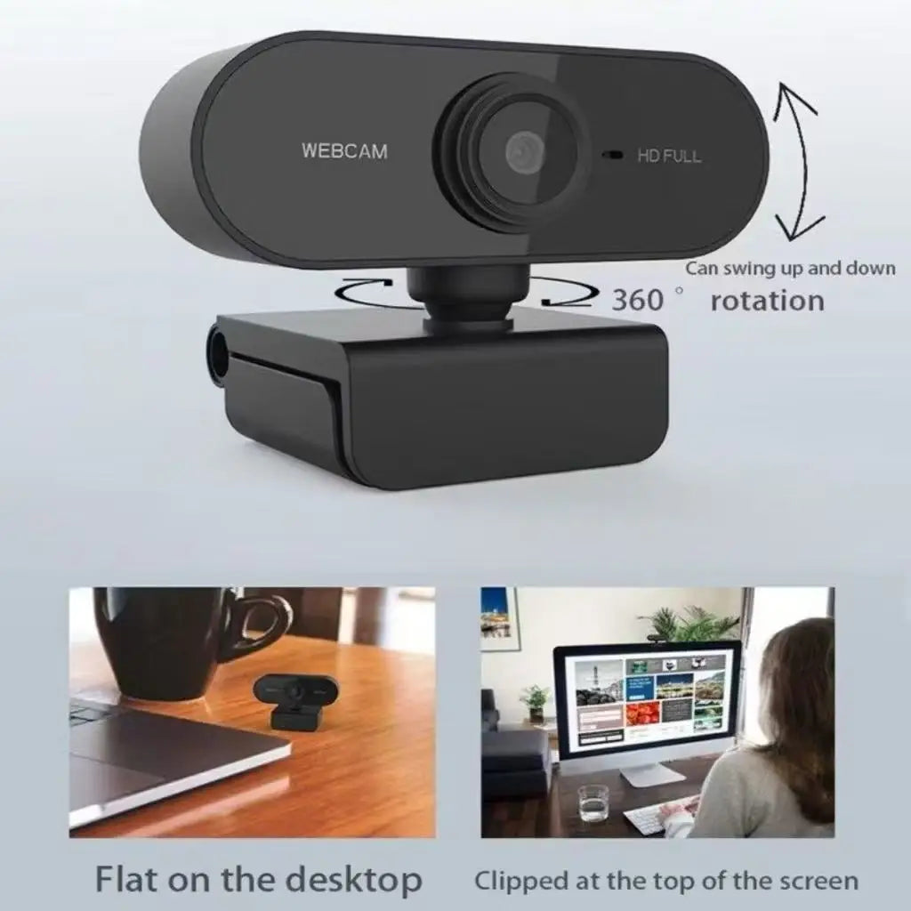 Webcam Full HD 1080p Premium - Plug & Play com Microfone Embutido