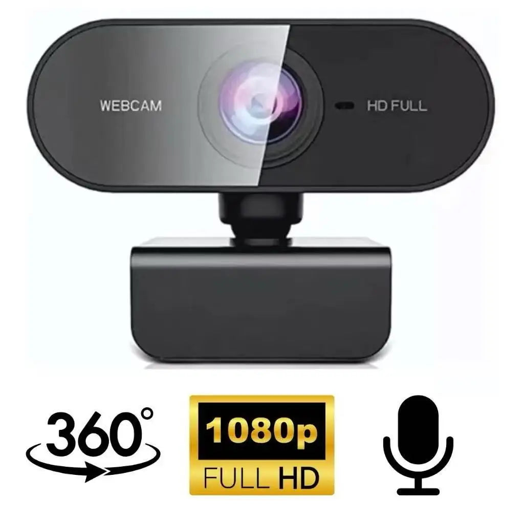 Webcam Full HD 1080p Premium - Plug & Play com Microfone Embutido
