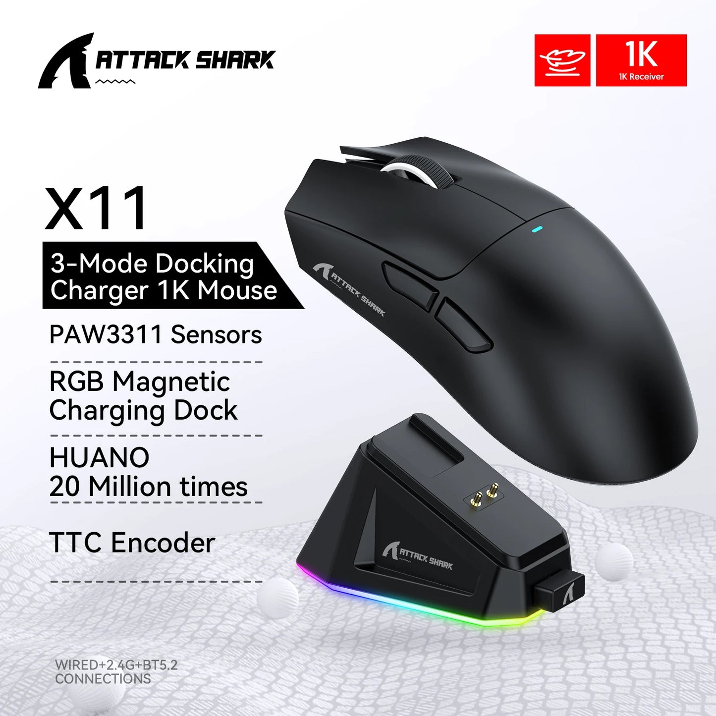 Mouse Gamer Attack Shark R1 & X11 - Sem Fio, 18K DPI e Ultra Leve