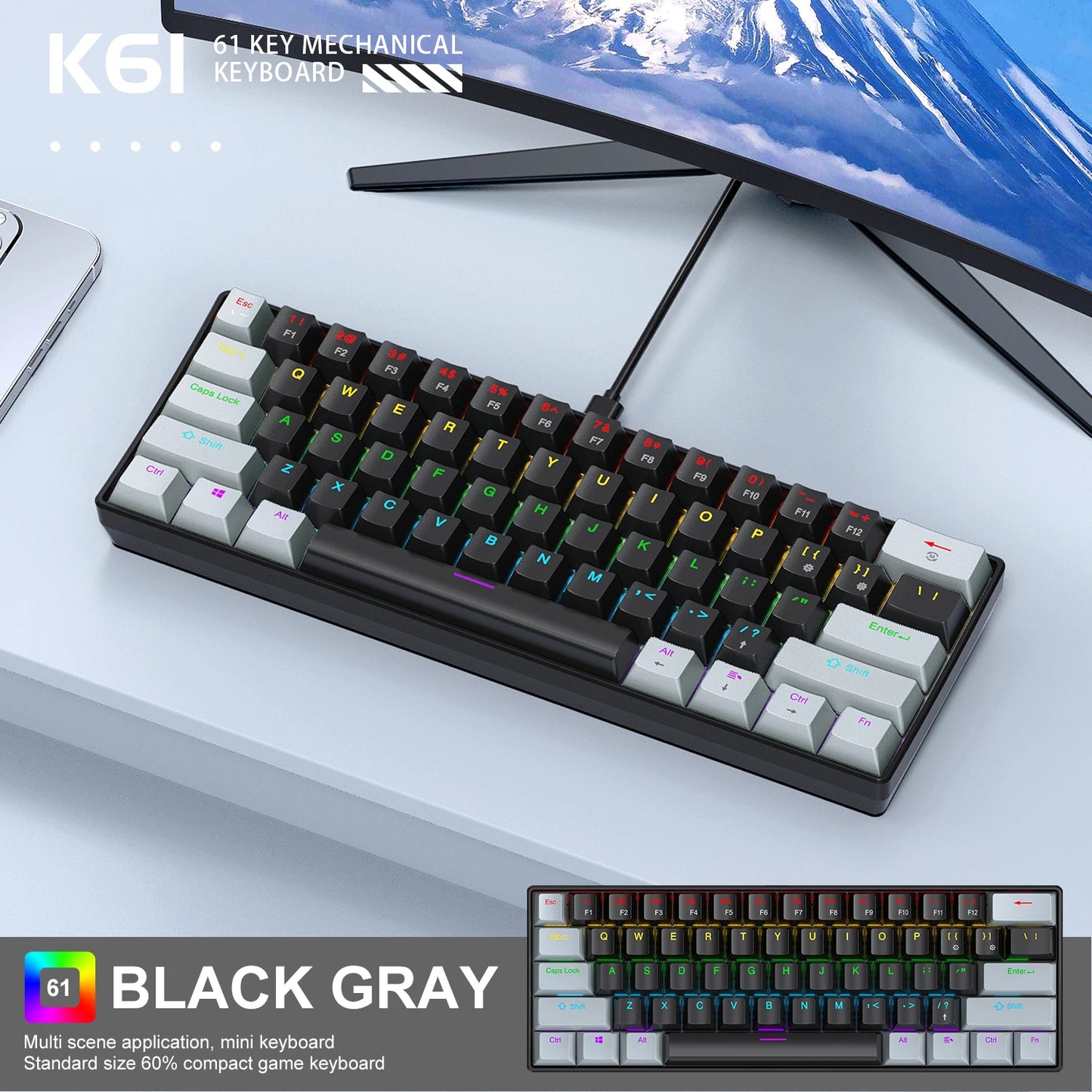 Teclado Mecânico K61 (60%)