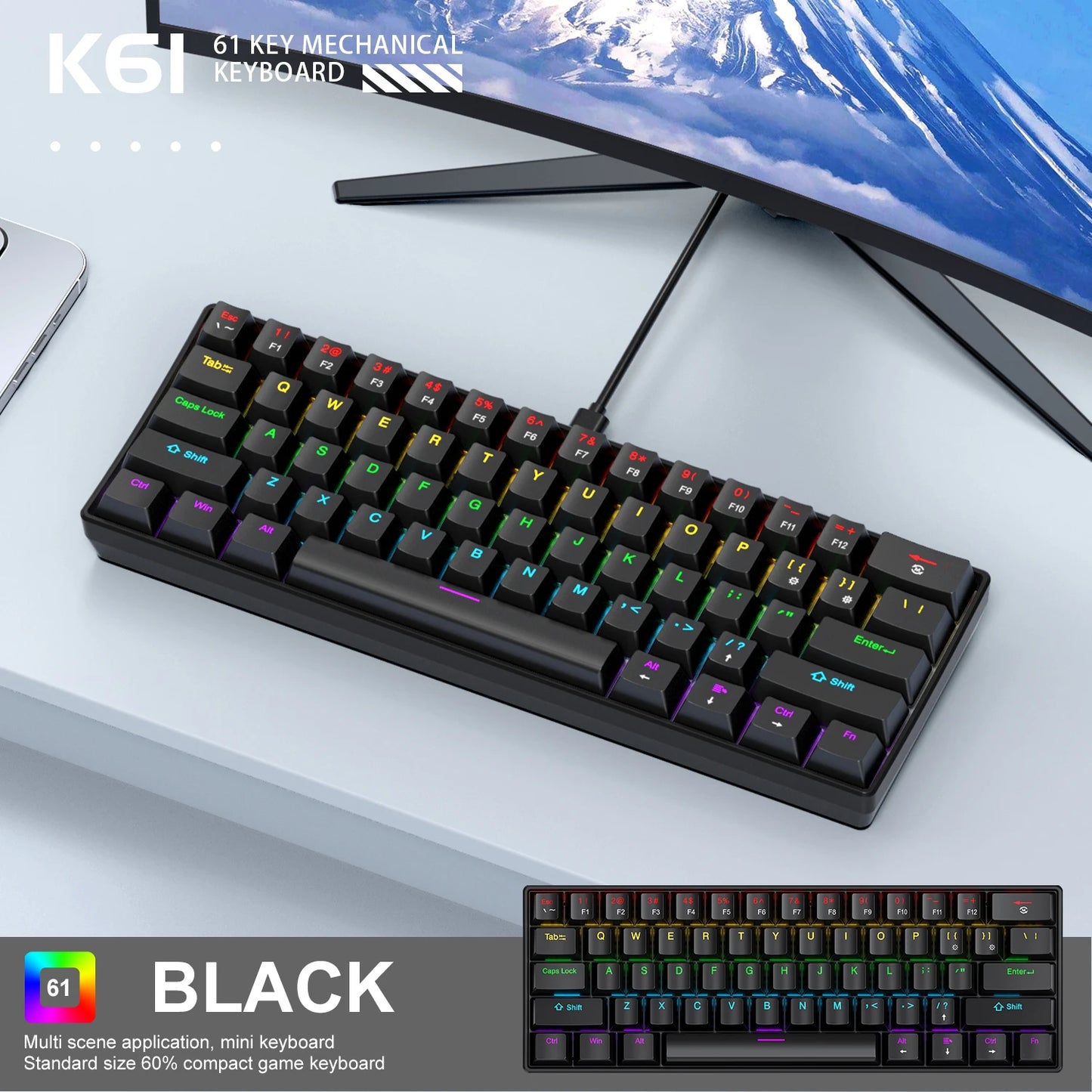 Teclado Mecânico K61 (60%)