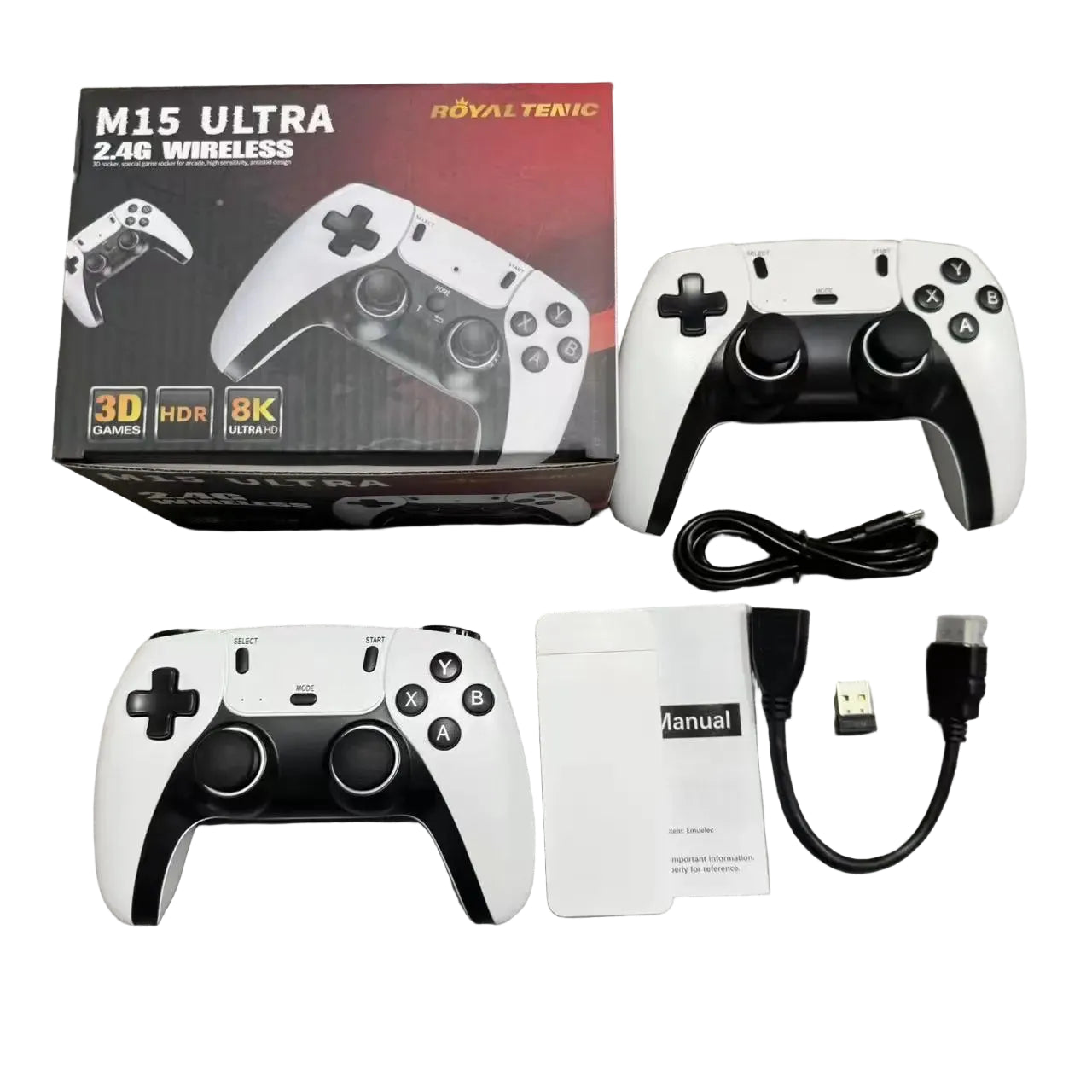 Game Stick M15 Ultra 4K - 50.000+ Jogos e 2 Controles Sem Fio