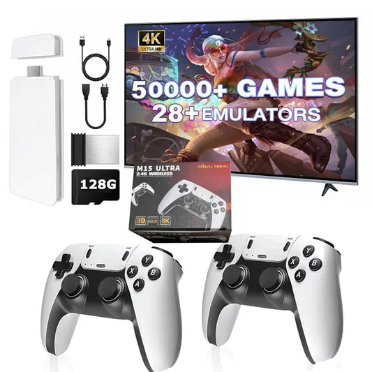 Game Stick M15 Ultra 4K - 50.000+ Jogos e 2 Controles Sem Fio