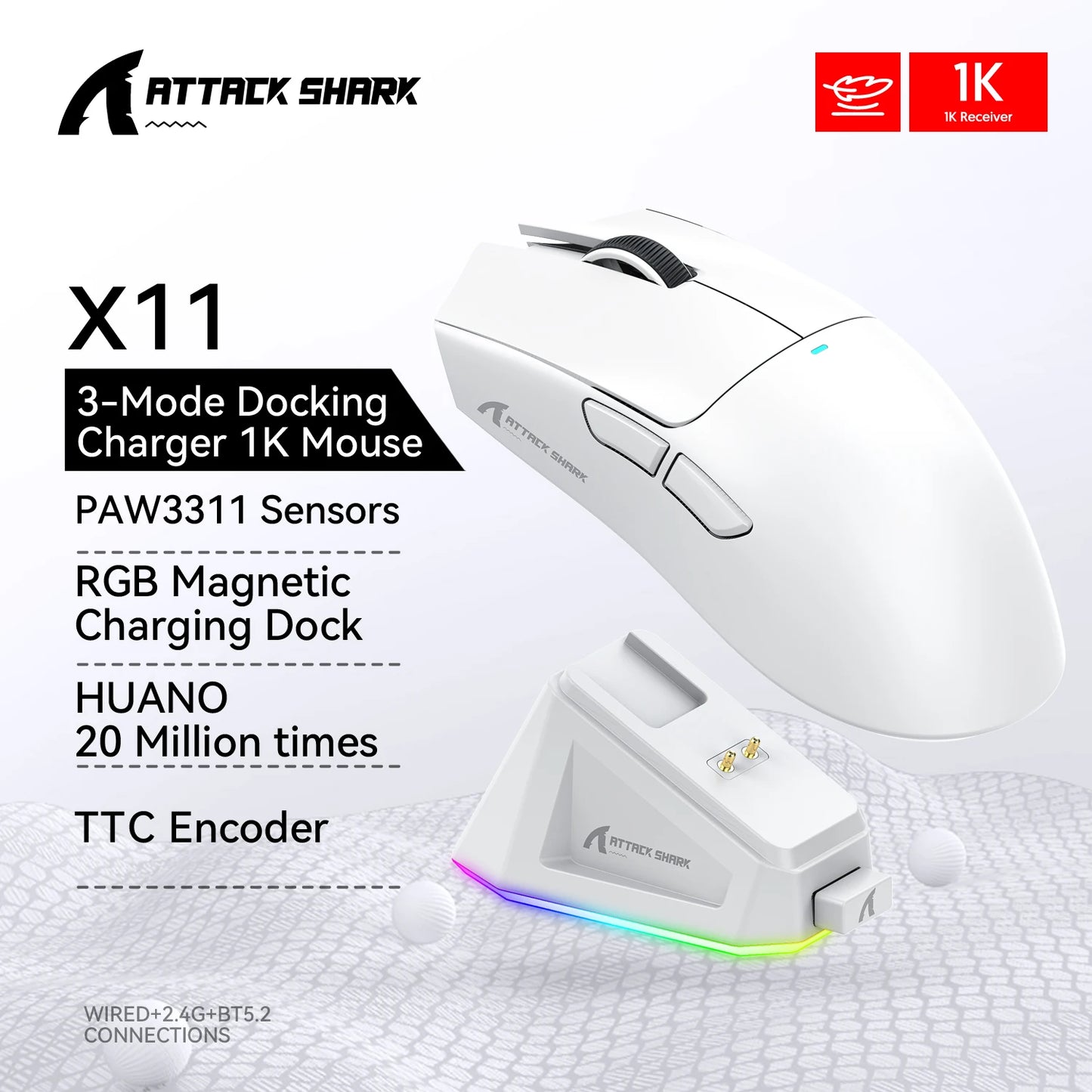 Mouse Gamer Attack Shark R1 & X11 - Sem Fio, 18K DPI e Ultra Leve