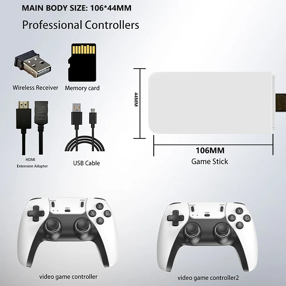 Game Stick M15 Ultra 4K - 50.000+ Jogos e 2 Controles Sem Fio
