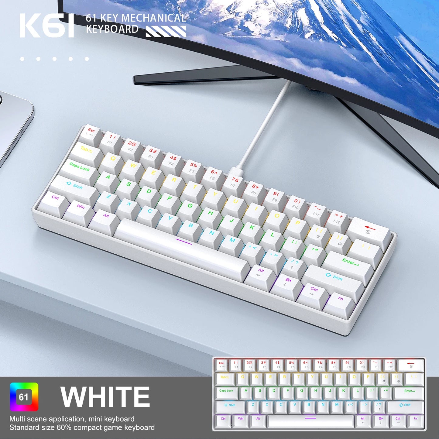 Teclado Mecânico K61 (60%)